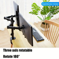 Freestanding Dual Monitor Stand with Height Adjustment, Tilt, Swivel, Rotation up to 27 Inches