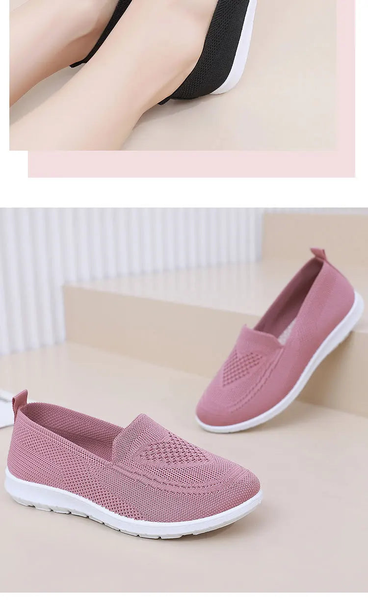 Women's Casual Slip-On Loafer Flats with Breathable Mesh and Hollow Design