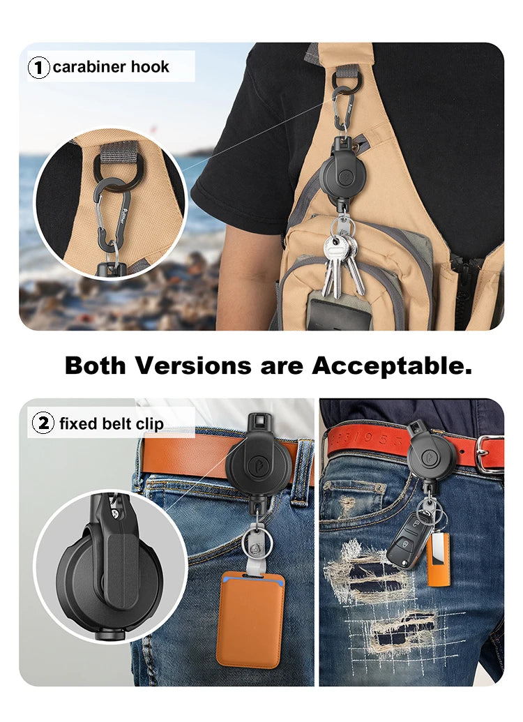 Retractable Key‌ Chain for man Reel‌ Badge Holders Retractabl Carabiner Quick Release Spring Clip outdoor camping equipment - Buy online at  Vibe In Cart.