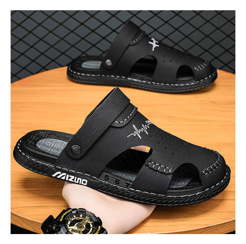 Men's Gladiator Sandals with Rubber Outsole and Buckle Strap