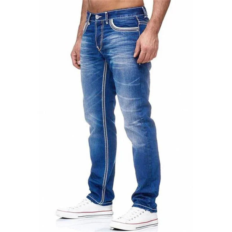 Straight Jeans Men Washed no hole Jean Spring Summer Boyfriend Jeans Streetwear Loose Cacual Designer Long Denim Pants Trousers - Buy online at  Vibe In Cart.