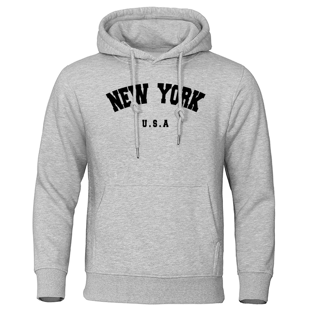 NEW YORK Letter U.S.A City Print Hoody Men Fashion Casual Long Sleeves Hooded Loose Oversize Pullover Hoodie Street Sweatshirt - Buy online at  Vibe In Cart.