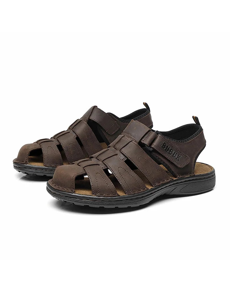 First-Layer Cowhide Men's Sports Sandals, Open-Toe Outdoor Non-Slip Sandals, Casual Men's Shoes, Outdoor Fashion Beach Shoes, Light and Comfortable, Can Be Worn by Men and Women, Suitable for Outdoor Hiking, Travel, Work - Buy online at  Vibe In Cart.