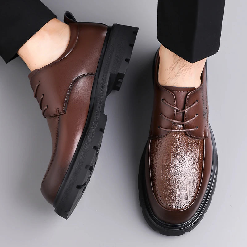 Men's Lace-Up Formal Oxford Shoes with Rubber Outsole