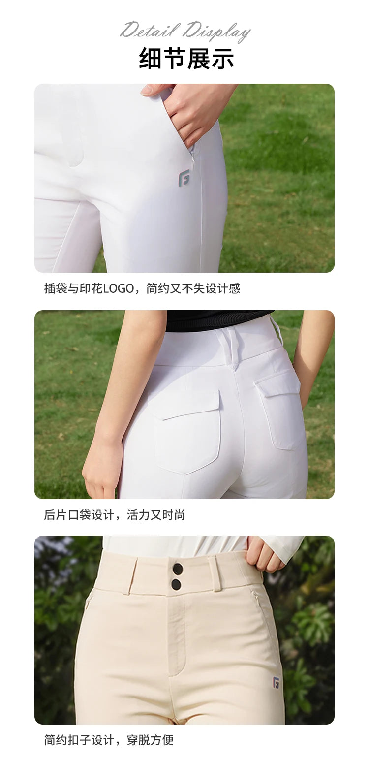 Women's High Waist Flared Golf Trousers Full Length