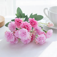 Silk Artificial Small Carnation Flowers with 5 Forks and 15 Heads