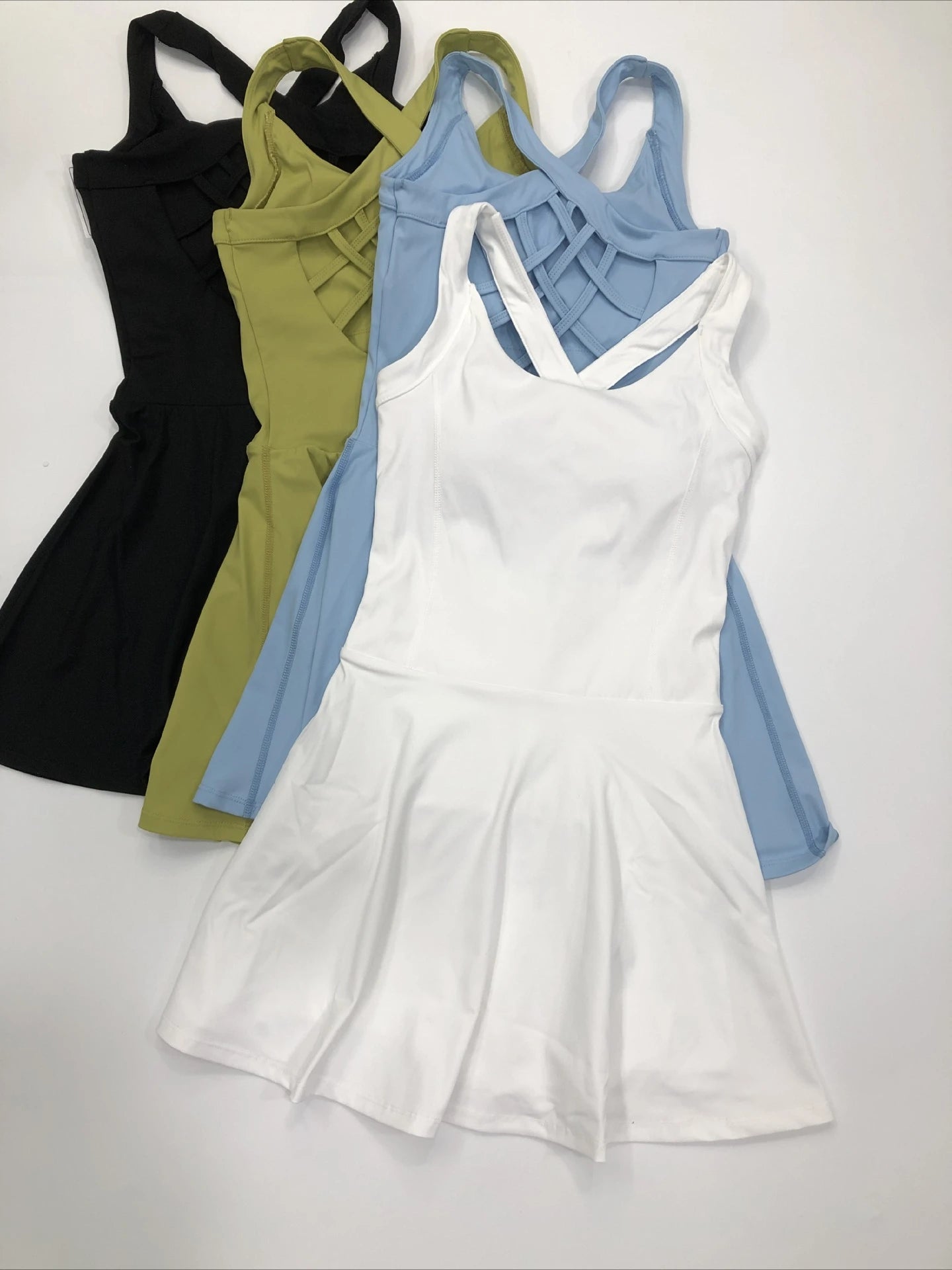 Women Tennis Dress One-Pieces Slim Fit Soft Sports Sets Golf Badminton Skorts Back Cross Tracksuits With Chest Pads Yoga Suits - Buy online at  Vibe In Cart.