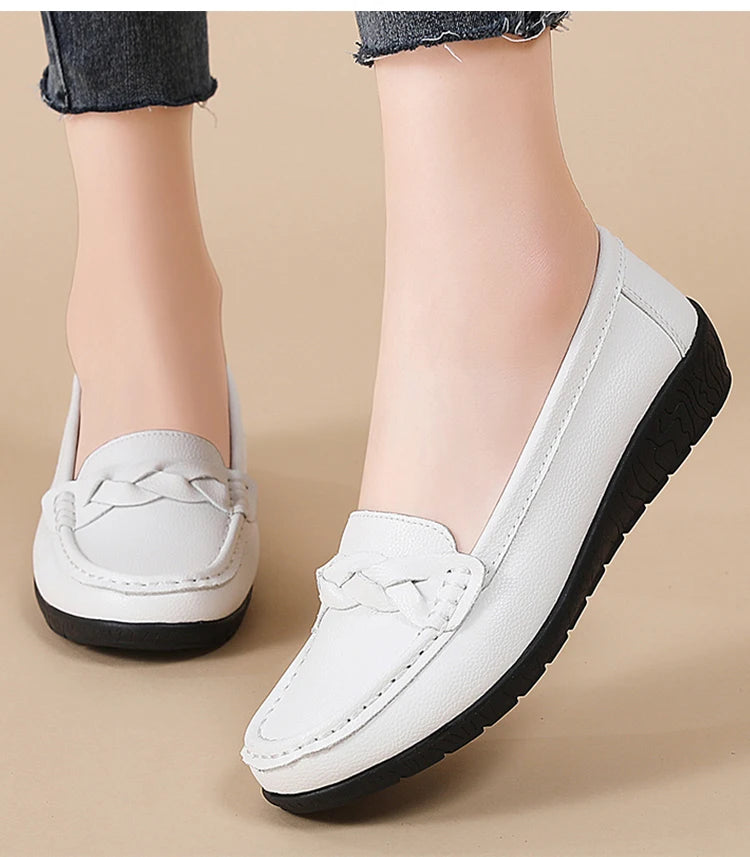 Women Shoes Soft Leather Women's Loafer 2025 New Flats Slip On Casual Shoes Flat Shoes Women White Footwear Zapatos De Mujer - Buy online at  Vibe In Cart.
