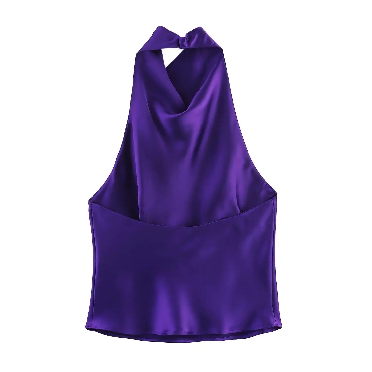 Women's Short Sleeveless Backless Tops with Buttons, Polyester
