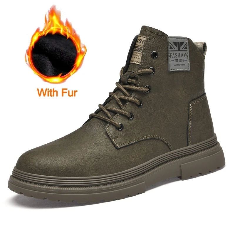 Men's Lace-Up Ankle Boots Martin Style Flat Heel