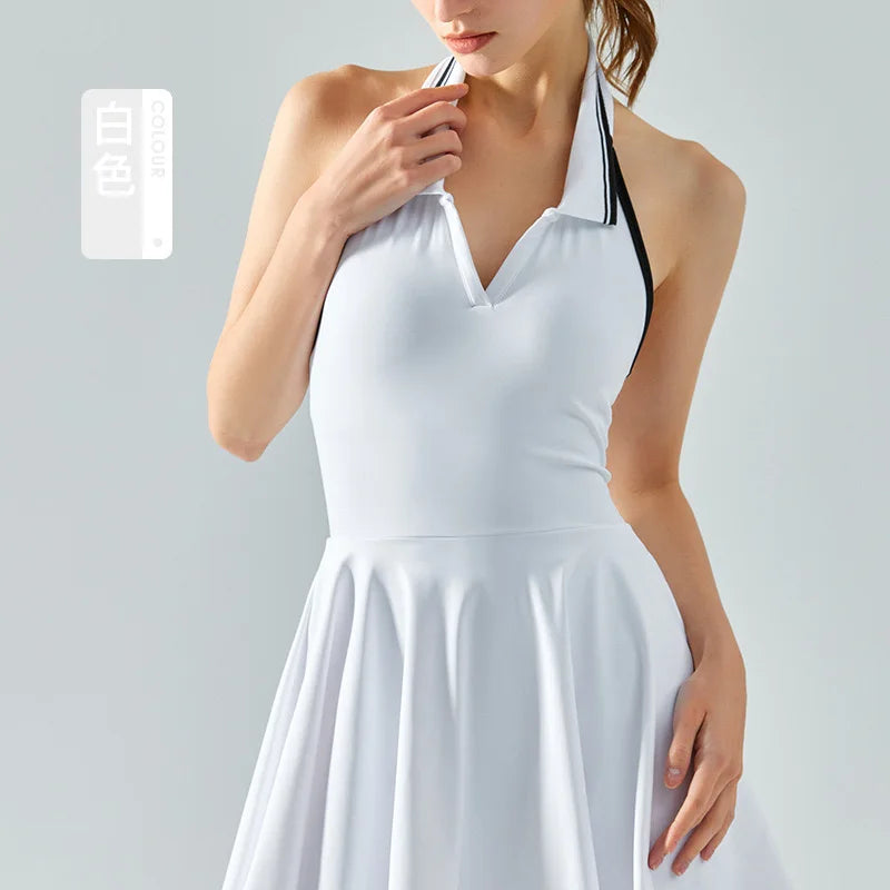 Women's High Stretch Tennis Dress with Shorts and Tummy Control