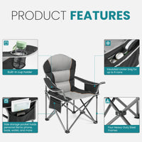 JHK Heavy Duty Camping Chair 450lbs Capacity Portable Folding Chair with Cup Holder Sturdy Steel Frame Outdoor Chair for Camping - Buy online at  Vibe In Cart.