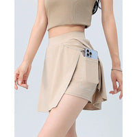 Aiithuug Side Split Golf Skirt with Build-in Shorts Tennis Skirt Short Running Workout Gym Pants Wide Waistband Tummy Control