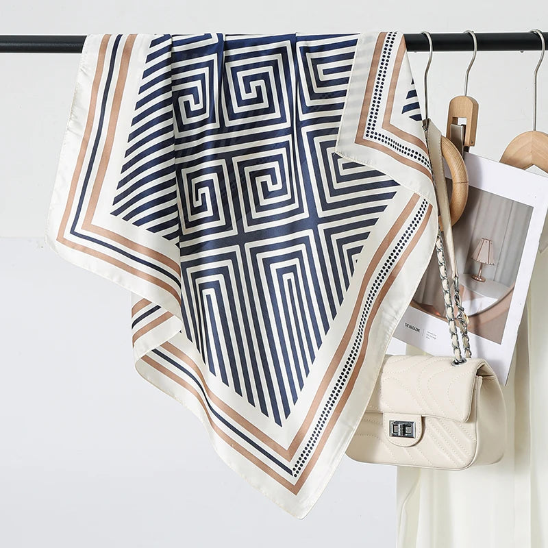 Women's 70cm Square Polyester Scarf for Outdoor Use