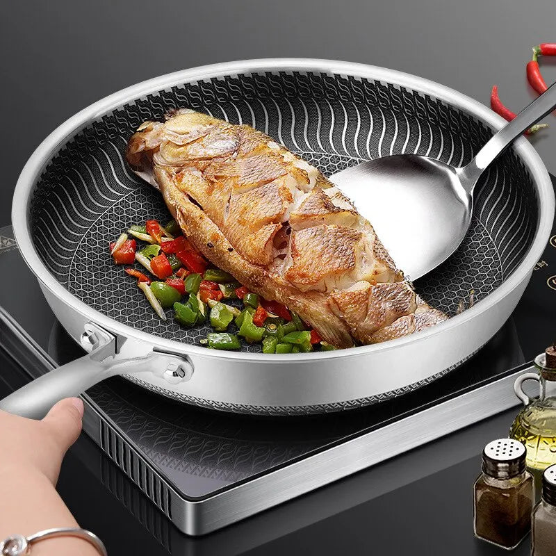 Reusable Frying Pan Nonstick Wok Pan Steak Cooking Pot Skillet Saucepan Induction Single Sided Honeycomb Skillet Cookware - Buy online at  Vibe In Cart.