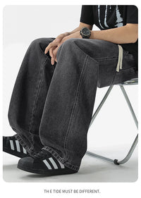 Men's Jeans American Loose Wide-leg Loose Straight Casual Trousers Street Hip-hop Baggy Jeans Black Grey  Blue Streetwear Men - Buy online at  Vibe In Cart.