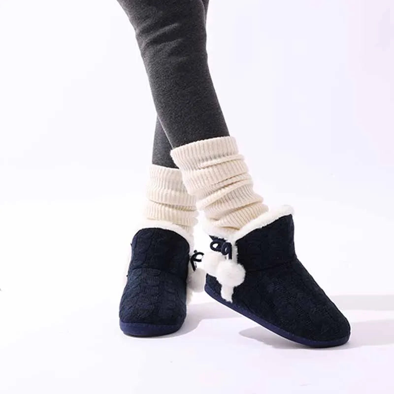 Litfun Winter Warm Plush Boots For Women Outdoor Soft Sole Non-slip Knit Furry Snow Boots Indoor Cozy Fur House Cotton Slippers - Buy online at  Vibe In Cart.