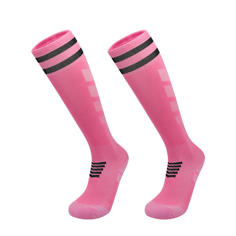 Polyester Knee High Breathable Soccer Socks for Adults and Kids
