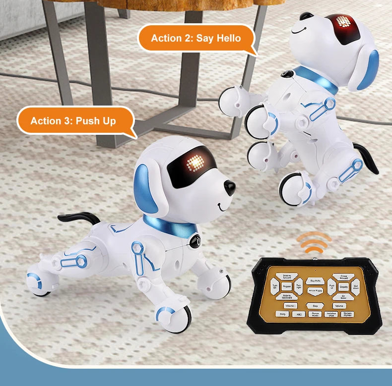 Interactive Remote Control Robot Dog with Programmable Stunts and Touch Features