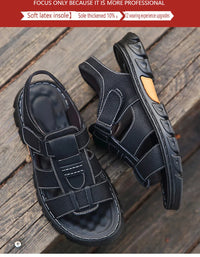 Sandals Men's New Beach Shoes Cowhide Slippers Outdoor  Non-slip Thick-soled Leather Sandals for Men - Buy online at  Vibe In Cart.