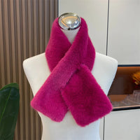 Women's Outdoor Winter Faux Fur Warm Solid Color Scarf
