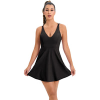 Women's summer tennis skirt built-in shorts and bra sleeveless backless workout sports golf dress  tennis dress for fitness