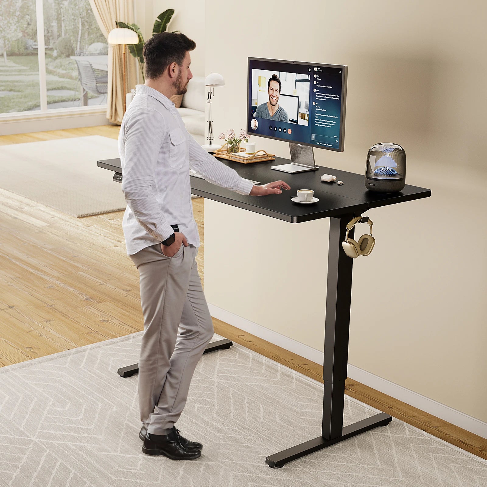 JHK Electric Standing Computer Desk Height Adjustable Workstation Ergonomic Work Table with Metal Frame For Home Office - Buy online at  Vibe In Cart.