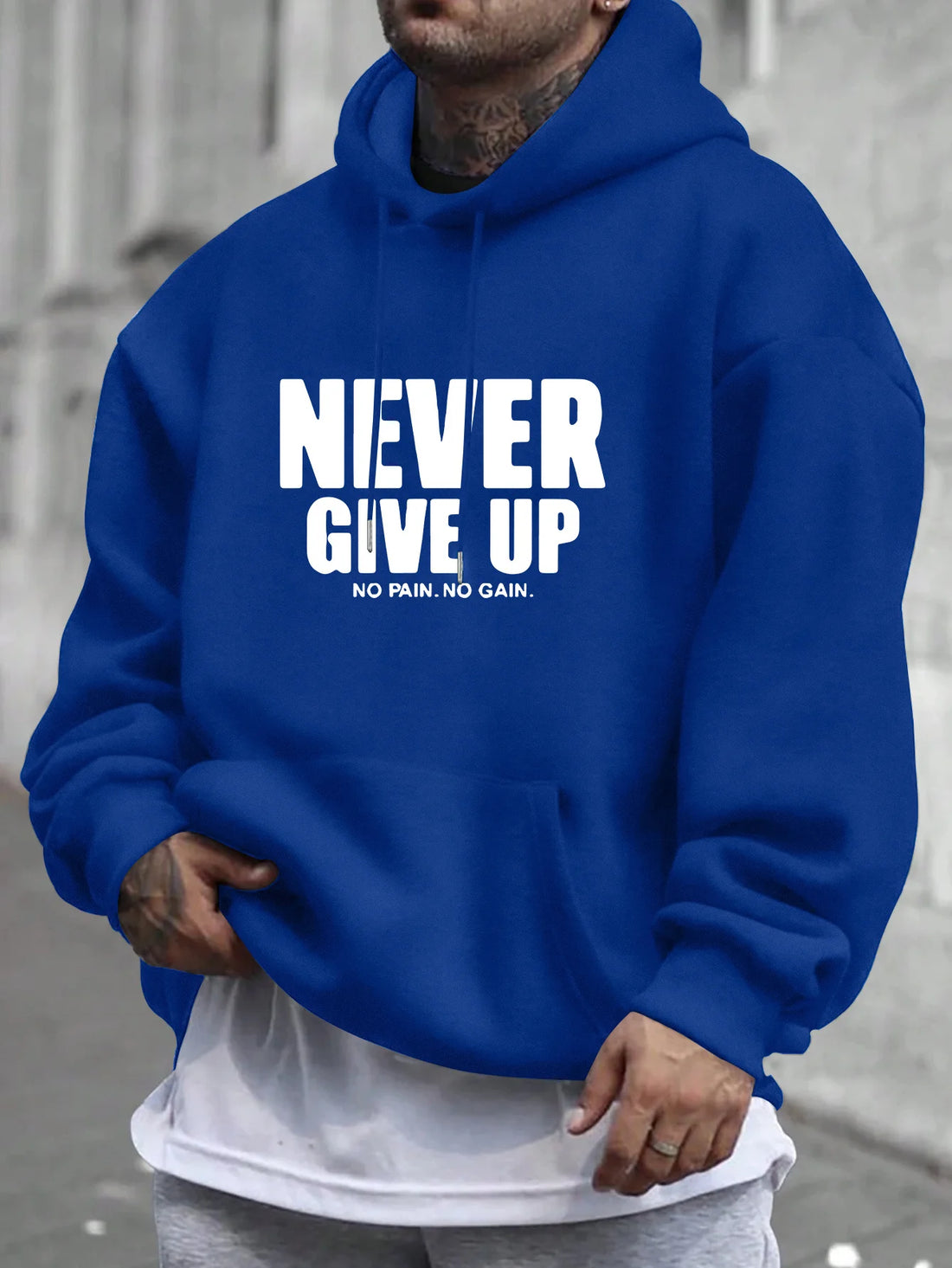 Men'S Hoodie Never Give Up Print Casual Fleece-Lined Pullover Kangaroo Pocket Stylish Streetwear Fall Casual Wear Hoodie - Buy online at  Vibe In Cart.