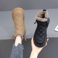 2025 Winter Side-Zip Quilted Boots Women Short Snow Boots with Fur Lining Waterproof Slip-Resistant Sole ChunkyTread CasualBoots - Buy online at  Vibe In Cart.