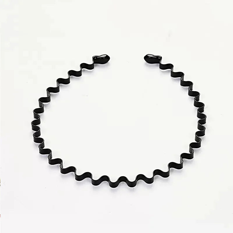 Unisex Black Elastic Non Slip Simple Metal Headbands For Men Women Wavy Hairband Spring Hair Hoop Fashion Hair Accessories - Buy online at  Vibe In Cart.