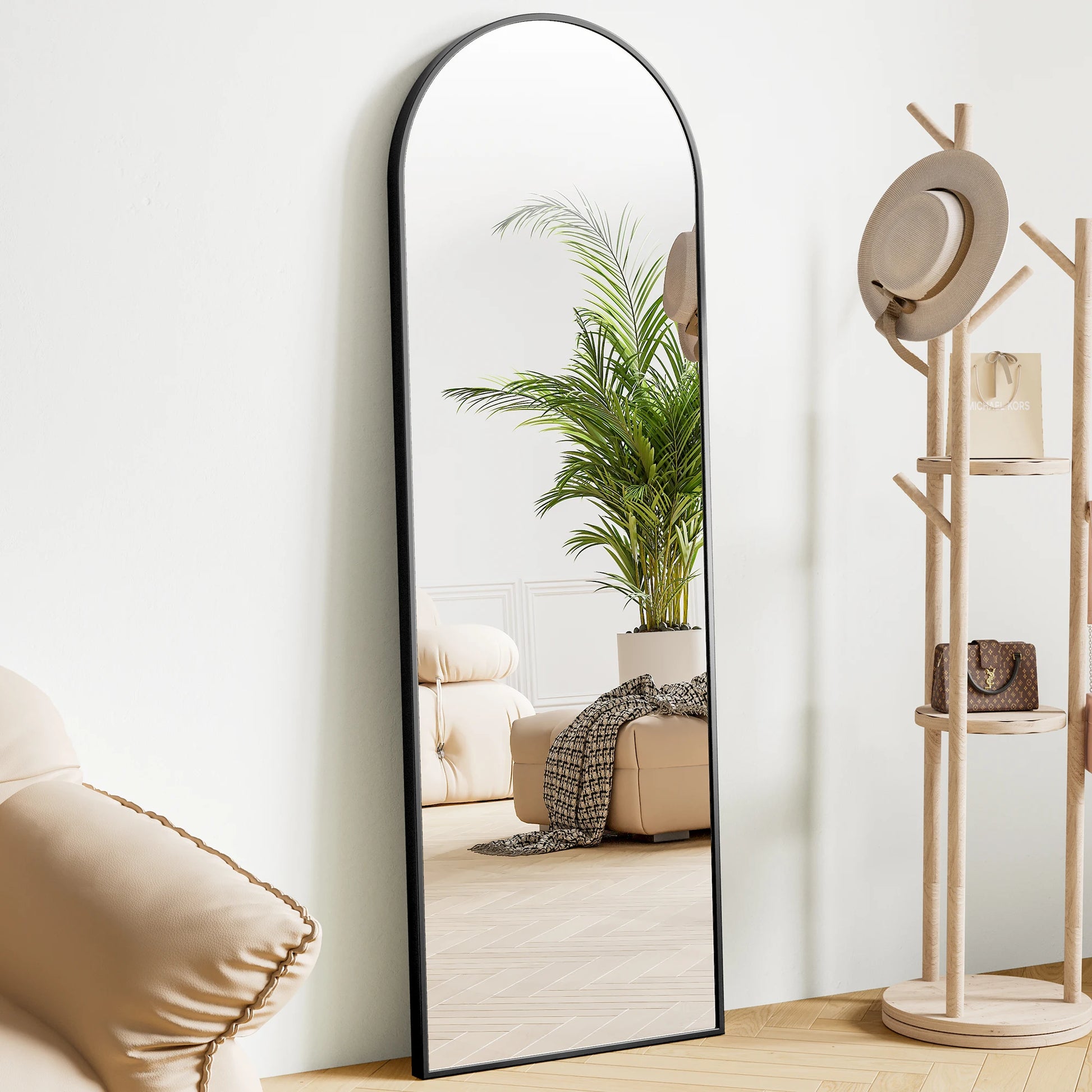 JHK 64"x21" Full Body Wall Mirror Standing Hanging or Leaning Wall-Mounted Mirrors with Stand Aluminum Alloy Frame Living Room - Buy online at  Vibe In Cart.