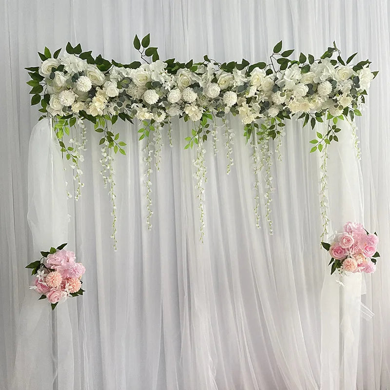 100cm Luxury White Rose Artificial Flower Row Wedding Table Centerpiece Flowers Backdrop Wall Arches Decor Party Stage Floral - Buy online at  Vibe In Cart.