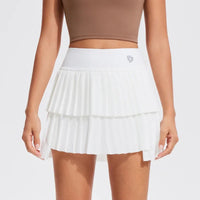 Women's Mini Pleated Sports Skort with Pockets and Double Layer