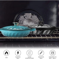 Enameled Cast Iron Dutch Oven, 3.8 Quart with Handles, Blue-Green Cookware, Braisier Pan with Lid - Buy online at  Vibe In Cart.