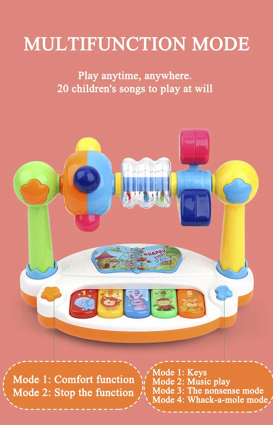 Baby Piano Toys Kids Rotating Music Piano Keyboard With Light Sound Musical Toys For Toddlers Early Educational Music Toy Gifts