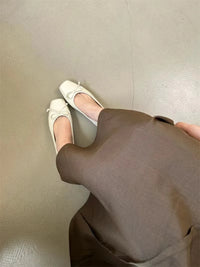 Women's Square Toe Slip-On Ballet Flats with PU Upper