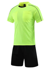 Men's Polyester Soccer Referee Uniform with Jersey and Shorts