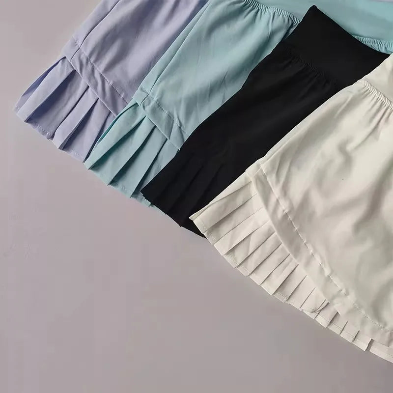 High Waisted Sports Short Skirt Summer New Style Cool Anti Glare Including Lined Shorts Fitness Yoga Quick Drying Pleated Skirt - Buy online at  Vibe In Cart.