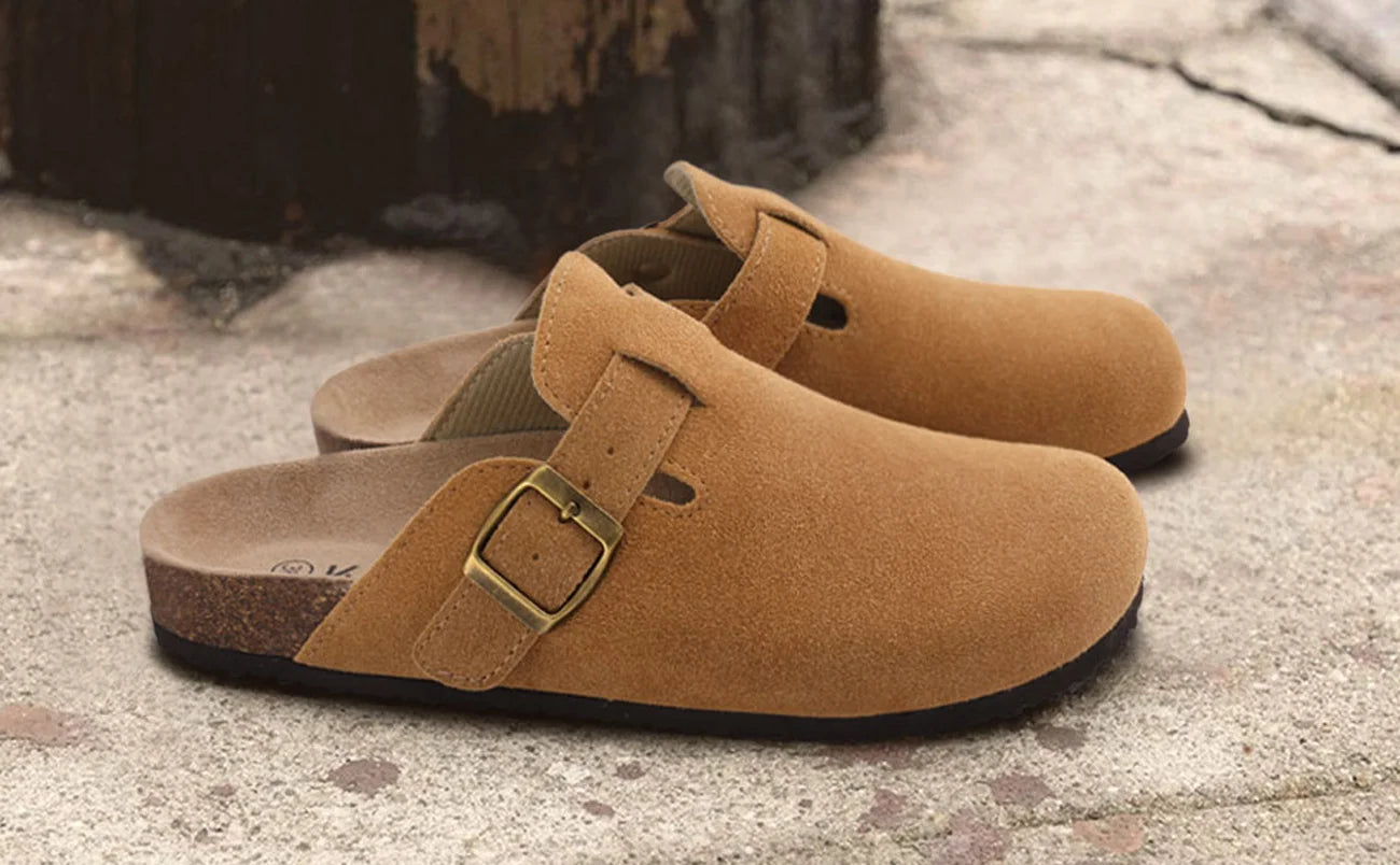 Crestar Women's Clogs Mules Cork Clogs Slippers Men Outdoor Mules Suede Clogs Shoes with Arch Support Mule Leather Clogs Sandal - Buy online at  Vibe In Cart.
