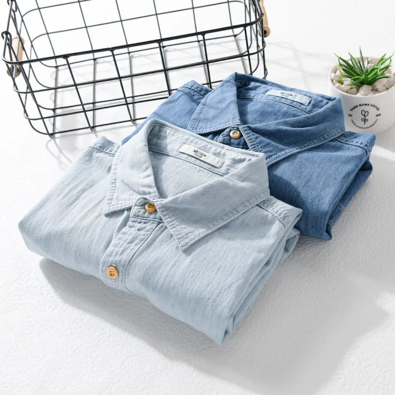 Light and Thin Summer Short-sleeved Denim Shirt for Men, Casual and Breathable, Sweat-wicking, Suitable for Daily Commuting. - Buy online at  Vibe In Cart.