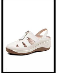 2025 New Genuine Leather Mom Sandals Women Peep-Toe Wedge Soft Sole Hollow-Out Breathable Slip-Resistant Casual Shoes - Buy online at  Vibe In Cart.