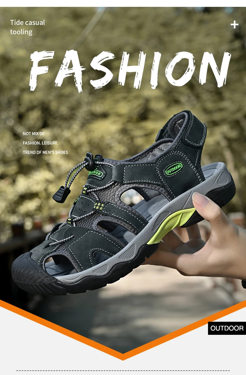 Summer Men's Sandals Classic Genuine Leather Sandals Fashion Outdoor Hiking Shoes Light  Breathable Non-slip Sneakers 38-48 - Buy online at  Vibe In Cart.