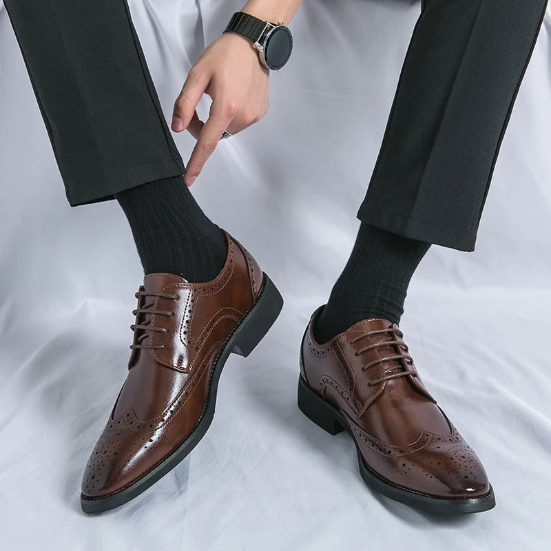 Men's leather shoes for business, retro, breathable, formal, wedding, leisure, business, and work - Buy online at  Vibe In Cart.