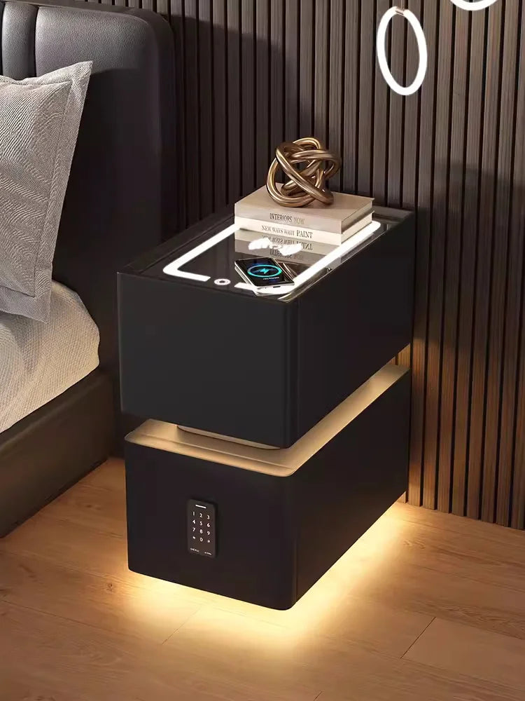 Creative 25cm Smart Bedside Table with Sensor Light Nordic Style Storage Cabinet Bedroom Nightstand with Wireless Charging - Buy online at  Vibe In Cart.
