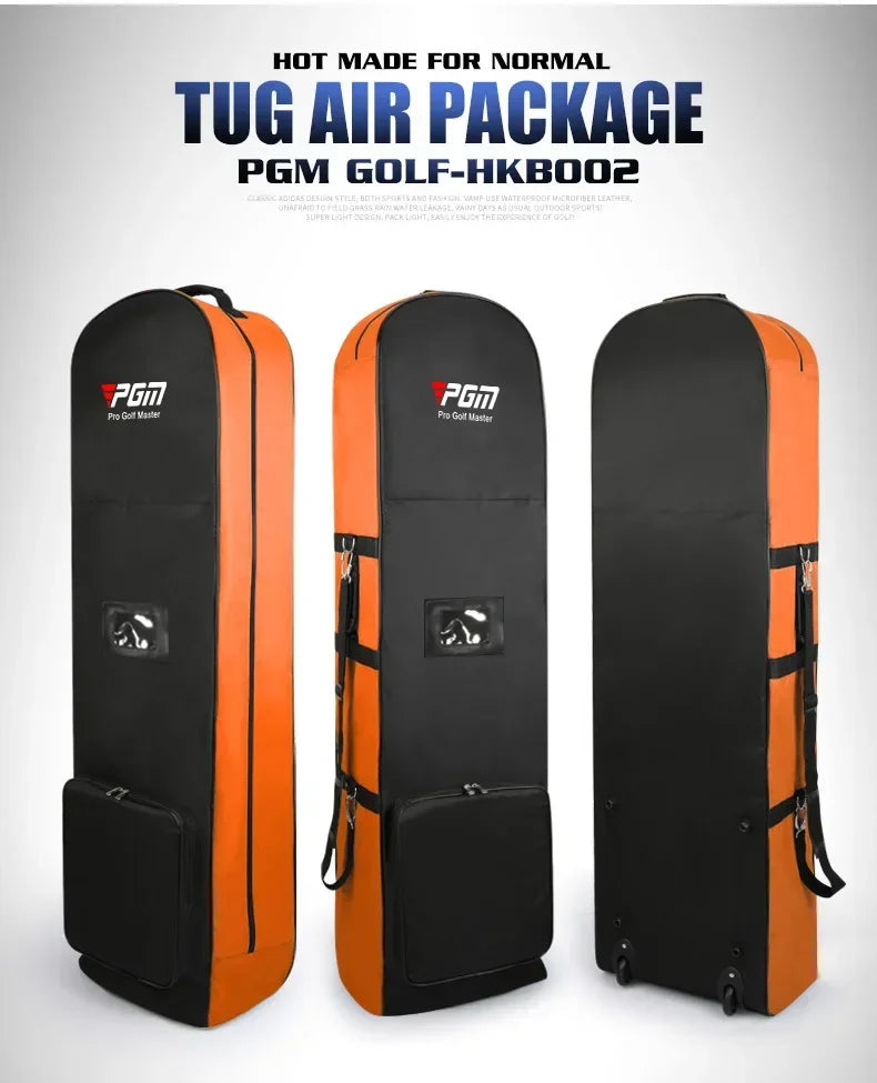 Nylon Single Layer Foldable Golf Aviation Bag with Pulley in Black