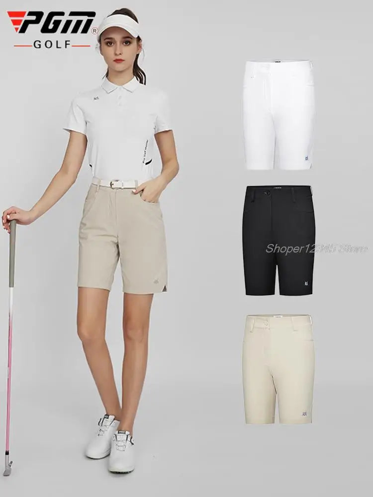 Pgm Women Summer Golf Shorts Elastic Casual Half Trousers Ladies Sports High Waist Shorts Slim Golf Clothing Tennis Wear