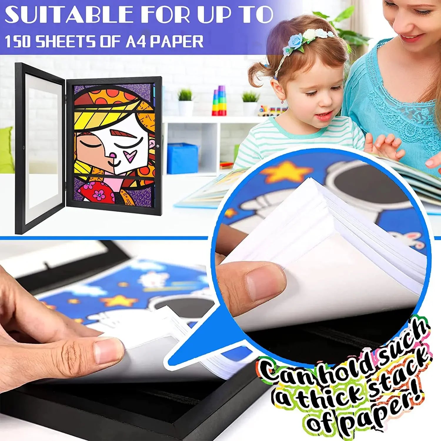 Children Drawing Frame A4 Wooden poster frame for walls Children's Art frame Changeable Kids Pictures Display Frames Home Decor - Buy online at  Vibe In Cart.