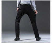 Wthinlee New Business Men's Jeans fleece Casual Straight Stretch Fashion Classic Blue Black Work Denim Trousers Male  Clothing - Buy online at  Vibe In Cart.