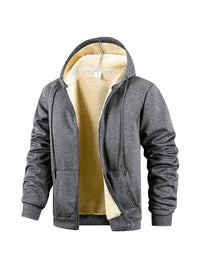 Winter Thick Fleece Zipper Hoodies Thicken Warm Jackets Long Sleeve Sweatshirts Casual Sports Fleece Black Coats Hooded Men Coat - Buy online at  Vibe In Cart.