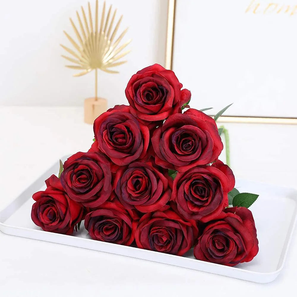 1/3/5/10/20pcs Roses Artificial Flowers Rose Flower Branch Artificial Red Roses Realistic Fake Rose for Wedding Home Decor - Buy online at  Vibe In Cart.
